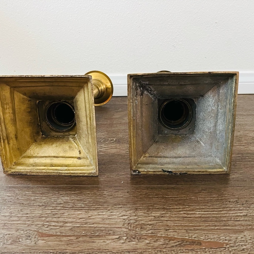 Antique Brass Candlestick Holders Set of 2 - Picture 8 of 13